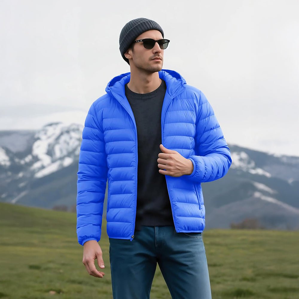 Men's Lightweight Hooded Puffer Jacket - Quilted Winter Coat
