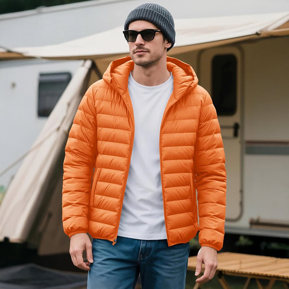 Men's Lightweight Hooded Puffer Jacket - Quilted Winter Coat