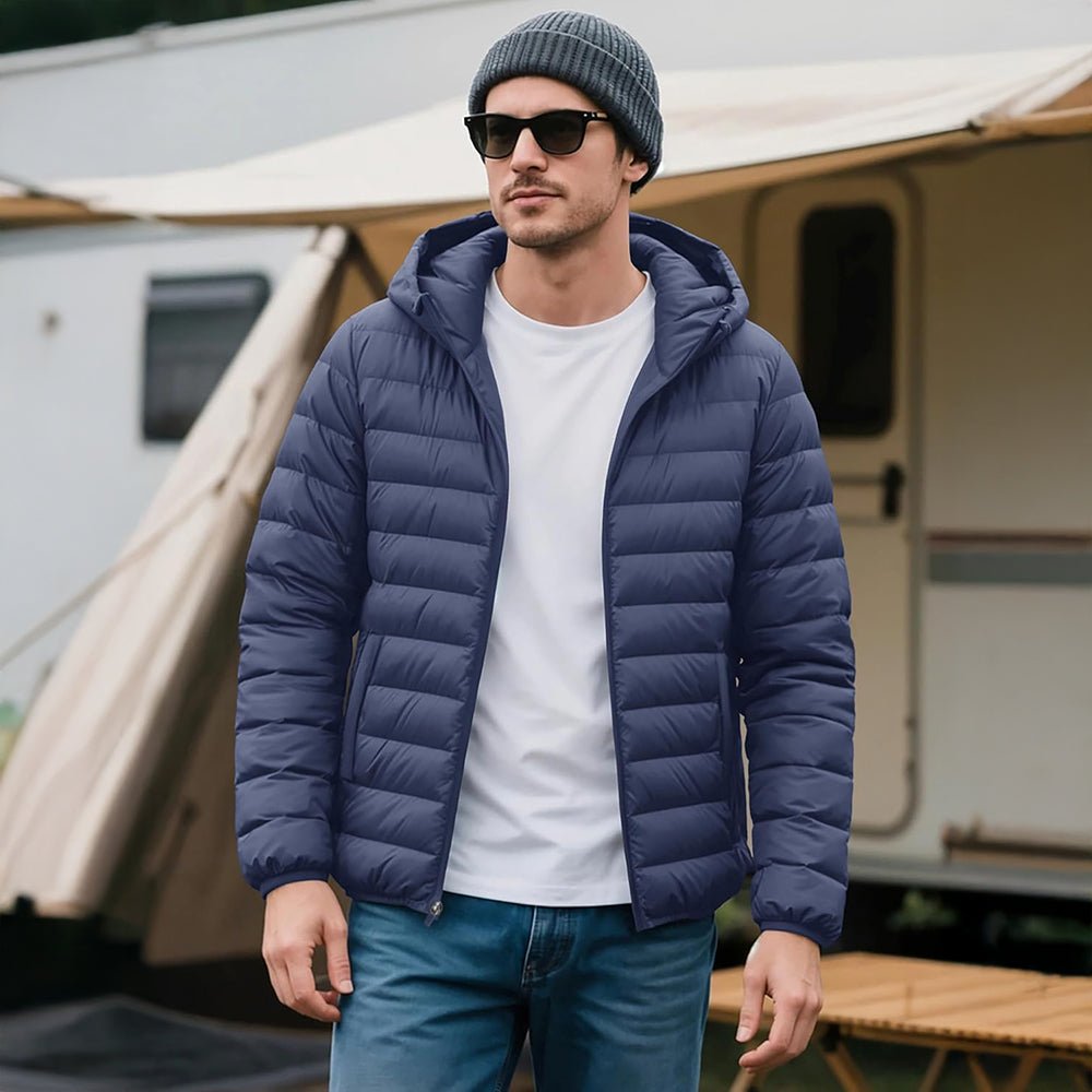 Men's Lightweight Hooded Puffer Jacket - Quilted Winter Coat