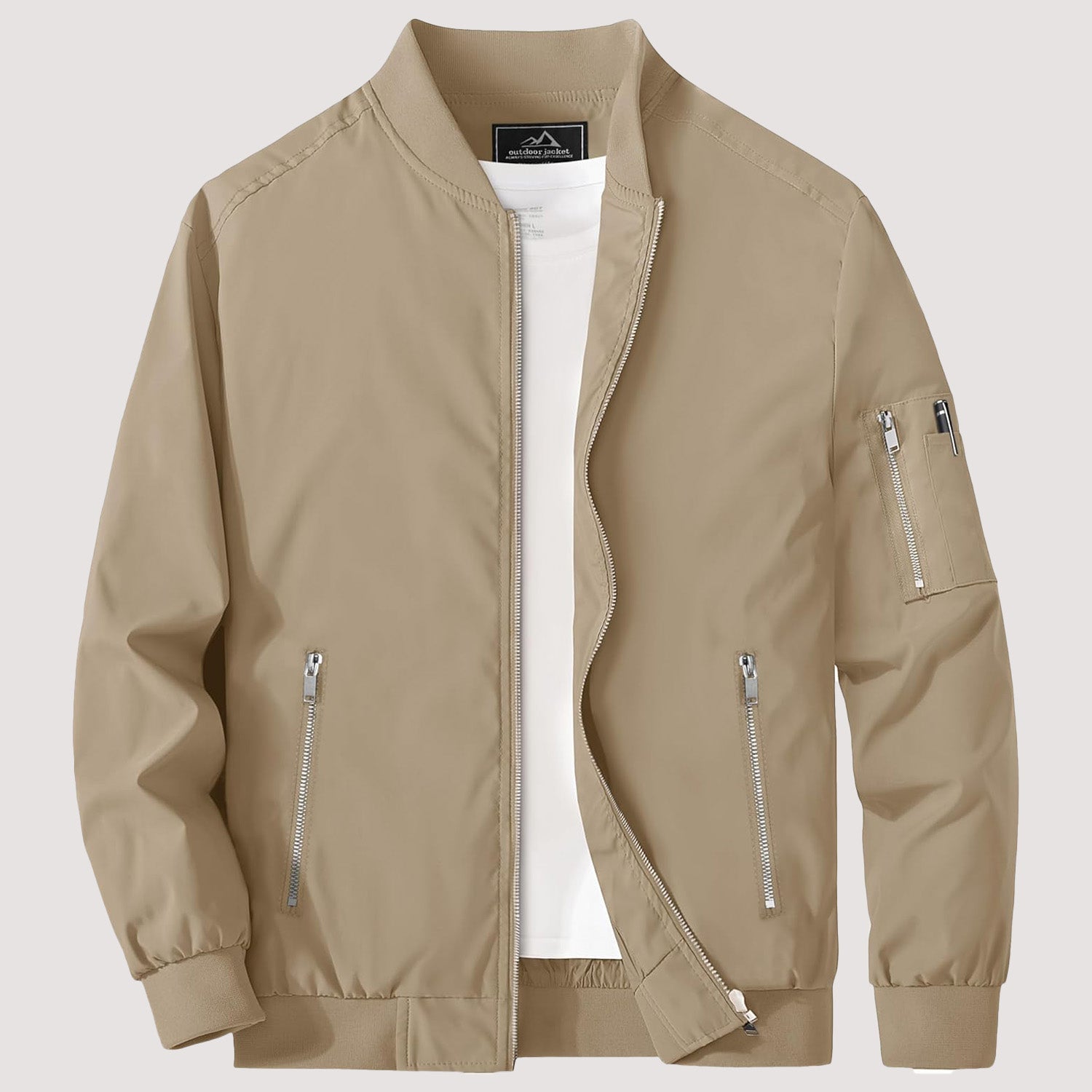 Men's Lightweight Zip-Up Bomber Jacket - Casual Windbreaker