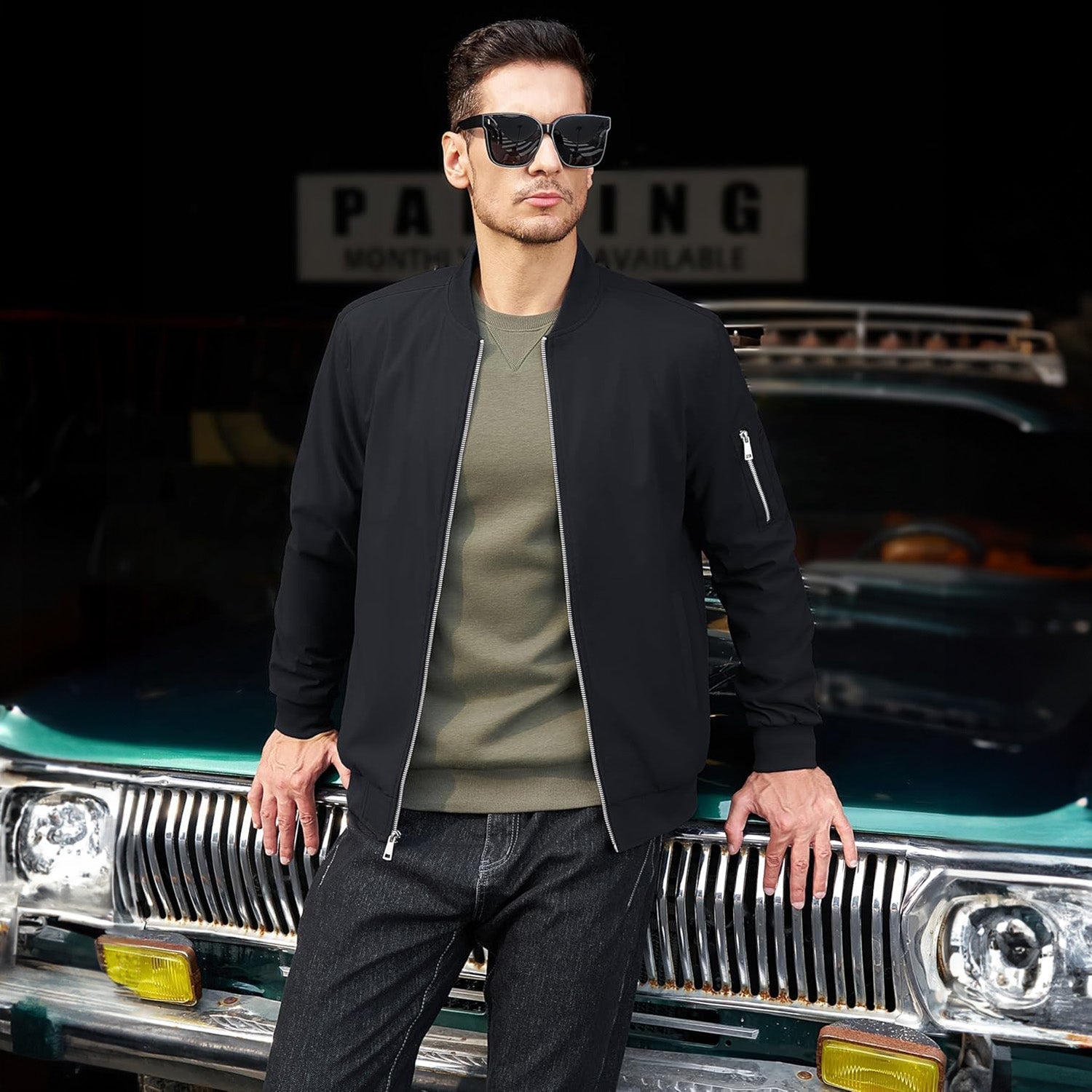 Men's Lightweight Zip-Up Bomber Jacket - Casual Windbreaker