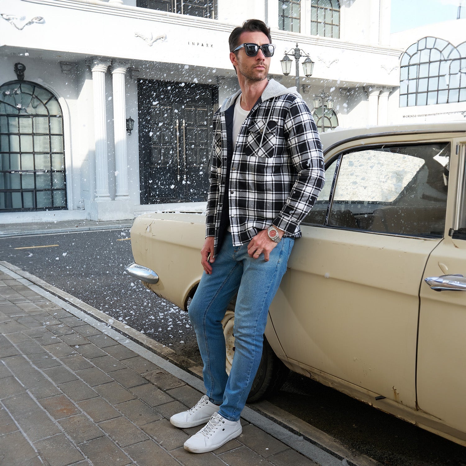 Men's Quilted Flannel Jacket with Hood – Warm & Casual