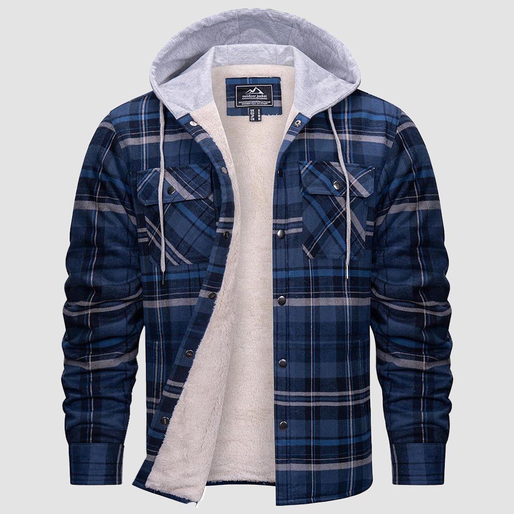 Men’s Sherpa-Lined Flannel Hoodies – Plaid Winter Jackets