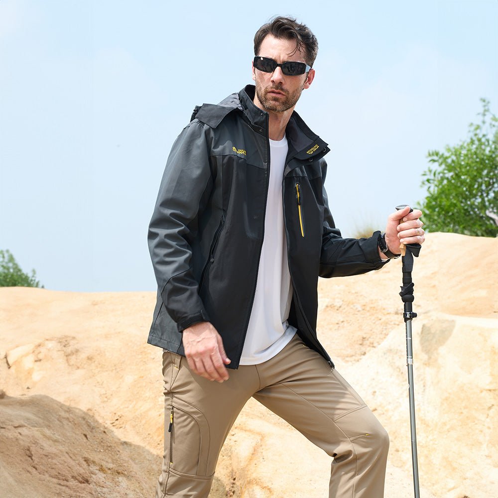 Men's Windproof Water Resistant Jacket - 5 Pockets for Hiking