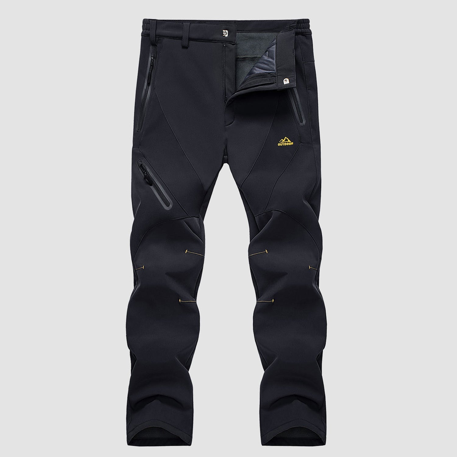 Men's Fleece-Lined Waterproof Snow Pants with Zip Pockets