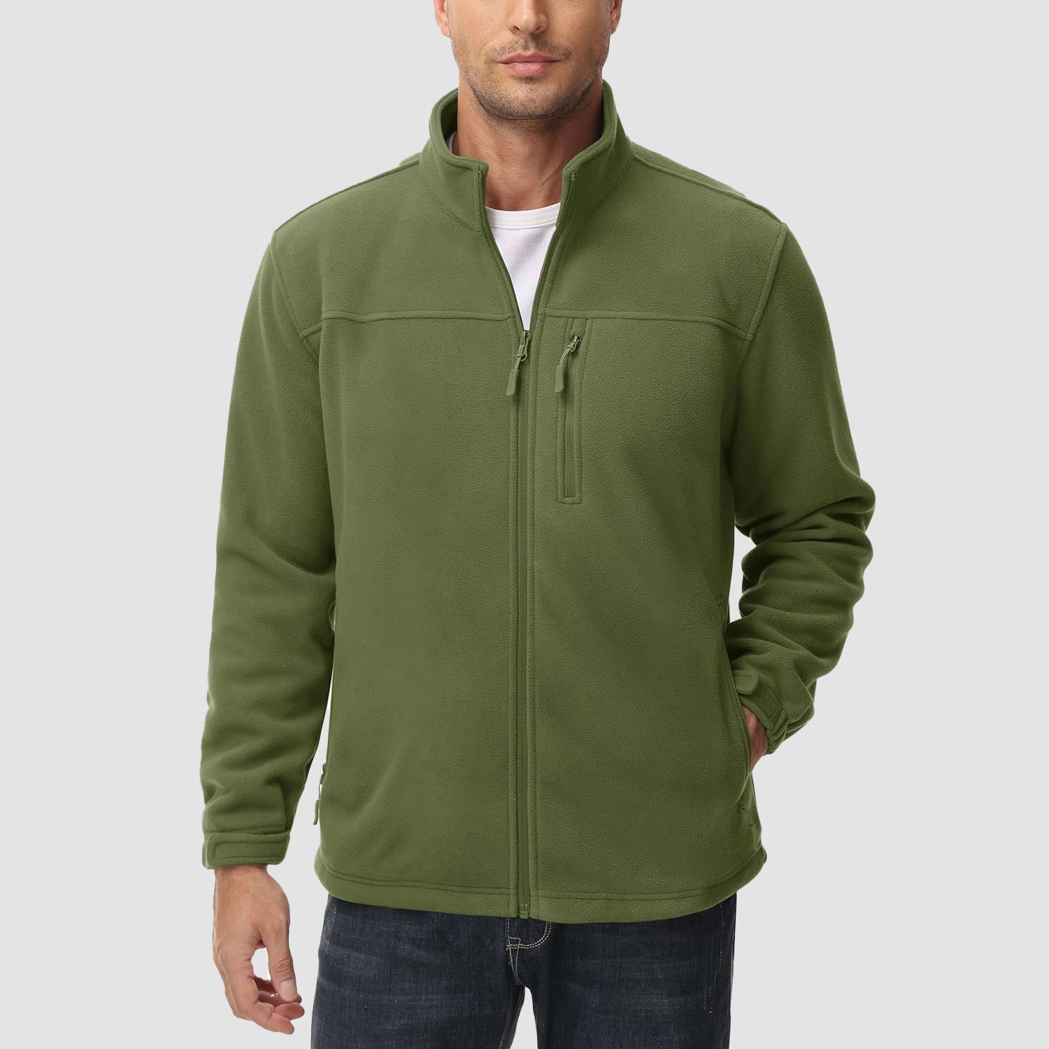 Men's Winter Fleece Jacket with 3 Pockets for Hiking & Outdoor