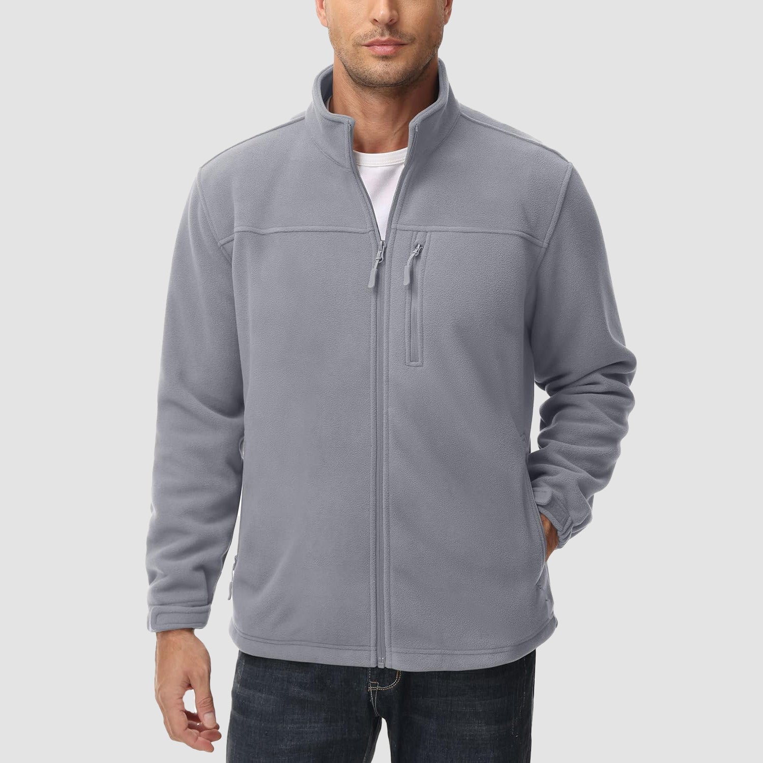 Men's Winter Fleece Jacket with 3 Pockets for Hiking & Outdoor
